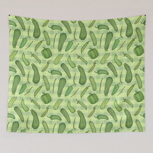 Item preview, Green Gingham veggie print, garden vegetable illustrations designed and sold by EmmaSB-Designs.
