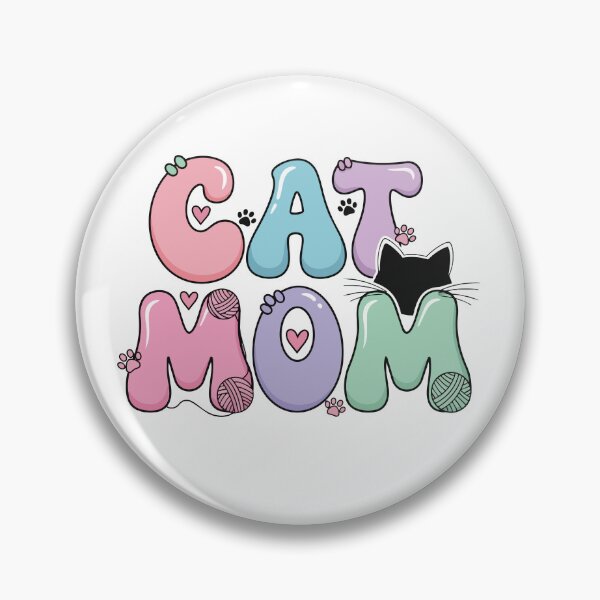 Item preview, Cute Cat Mom Illustrated Typography  Design with wool yarn ball and paws in pastel shades designed and sold by yellowpumkin.