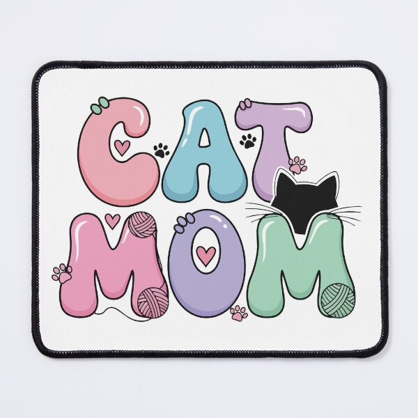 Item preview, Cute Cat Mom Illustrated Typography Design with wool yarn ball and paws in pastel shades designed and sold by yellowpumkin.
