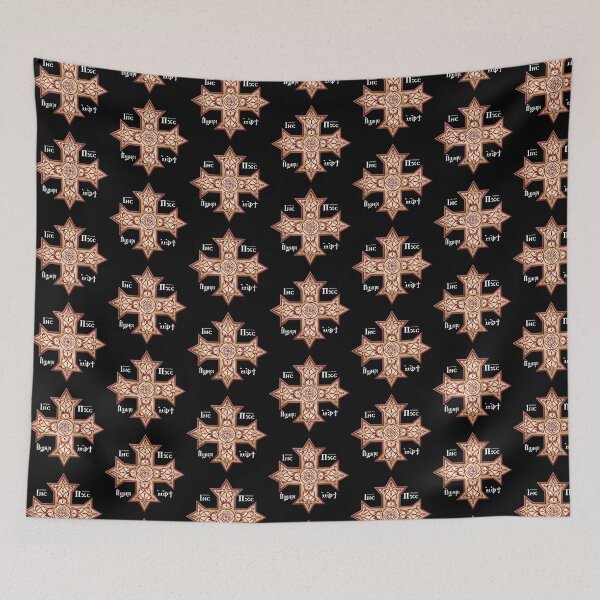 Item preview, Coptic Cross Golden Icon on Black Background designed and sold by sifis.