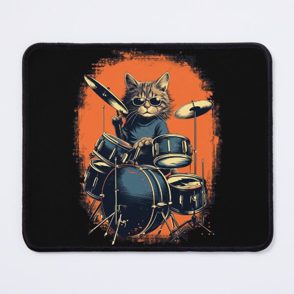 Item preview, Vintage Retro Cat Playing Drums - Music Lover Birthday Present designed and sold by illeN-Art-World.