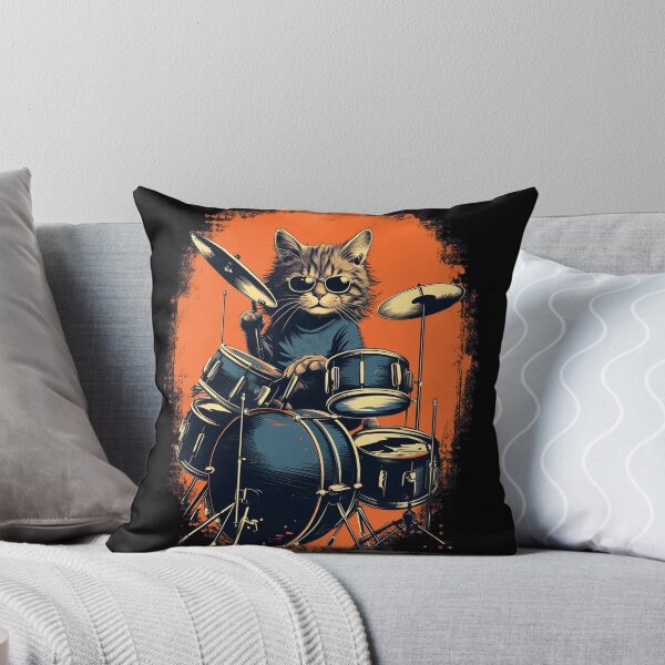 Item preview, Vintage Retro Cat Playing Drums - Music Lover Birthday Present designed and sold by illeN-Art-World.
