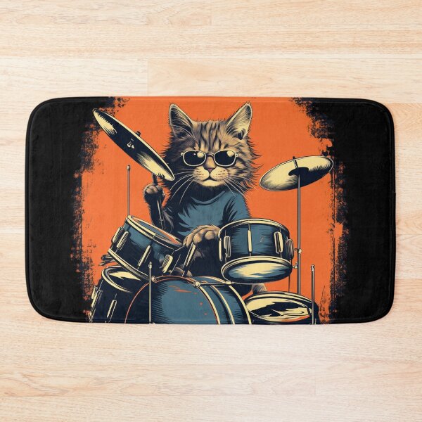 Item preview, Vintage Retro Cat Playing Drums - Music Lover Birthday Present designed and sold by illeN-Art-World.