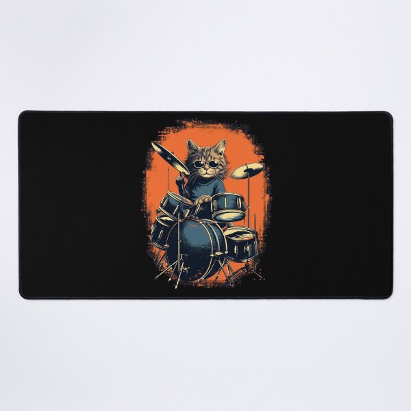 Item preview, Vintage Retro Cat Playing Drums - Music Lover Birthday Present designed and sold by illeN-Art-World.