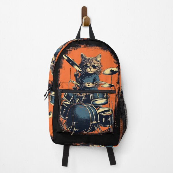 Item preview, Vintage Retro Cat Playing Drums - Music Lover Birthday Present designed and sold by illeN-Art-World.