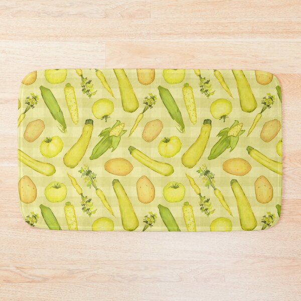 Item preview, Yellow Gingham veggie print, garden vegetable illustrations designed and sold by EmmaSB-Designs.