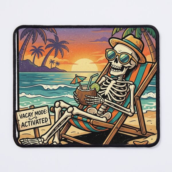 Item preview, Vintage Retro Skeleton Beach Vacation – Tropical Summer Vibes designed and sold by SoftAuraStudi0.
