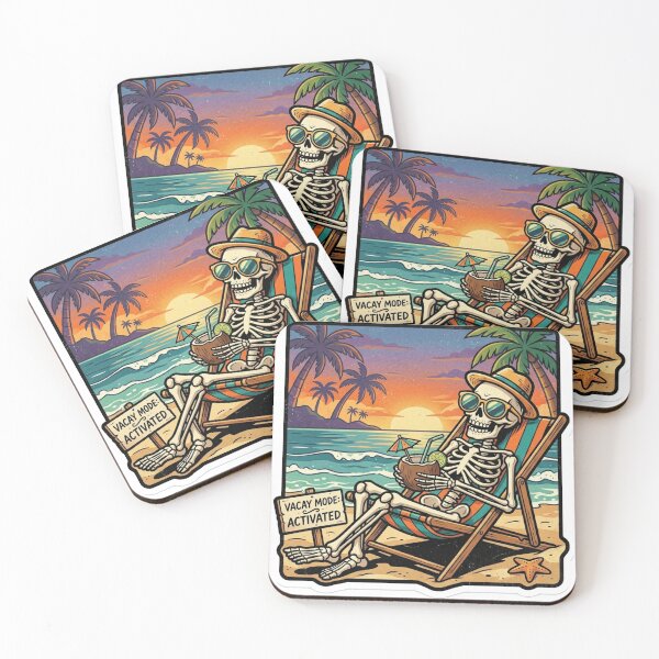 Item preview, Vintage Retro Skeleton Beach Vacation – Tropical Summer Vibes designed and sold by SoftAuraStudi0.