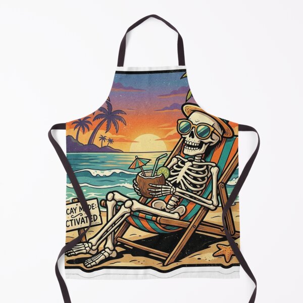 Item preview, Vintage Retro Skeleton Beach Vacation – Tropical Summer Vibes designed and sold by SoftAuraStudi0.