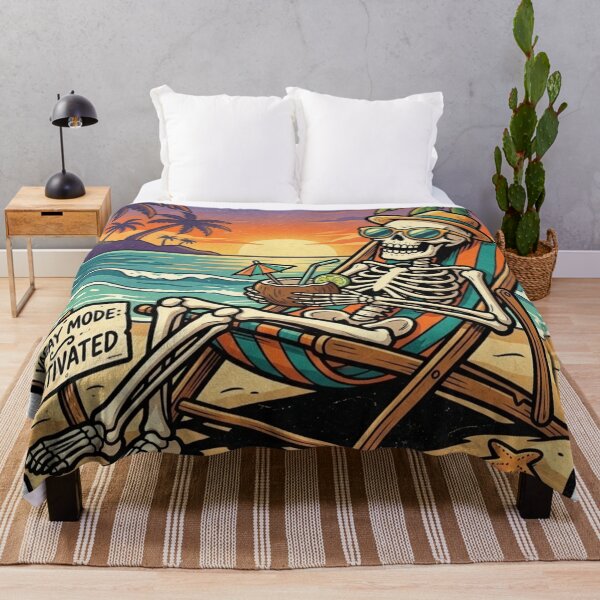 Item preview, Vintage Retro Skeleton Beach Vacation – Tropical Summer Vibes designed and sold by SoftAuraStudi0.
