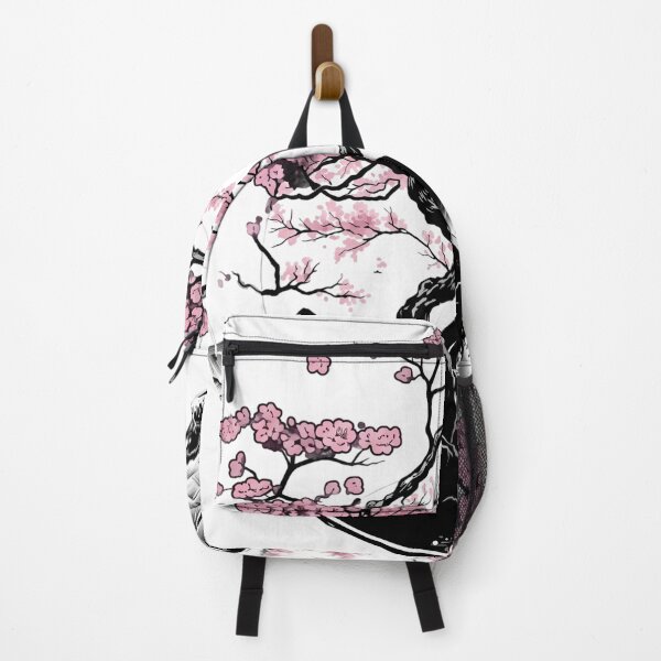 Item preview, Japanese Sakura Moon and Mountain Pagoda Landscape designed and sold by Shopeon Designs.