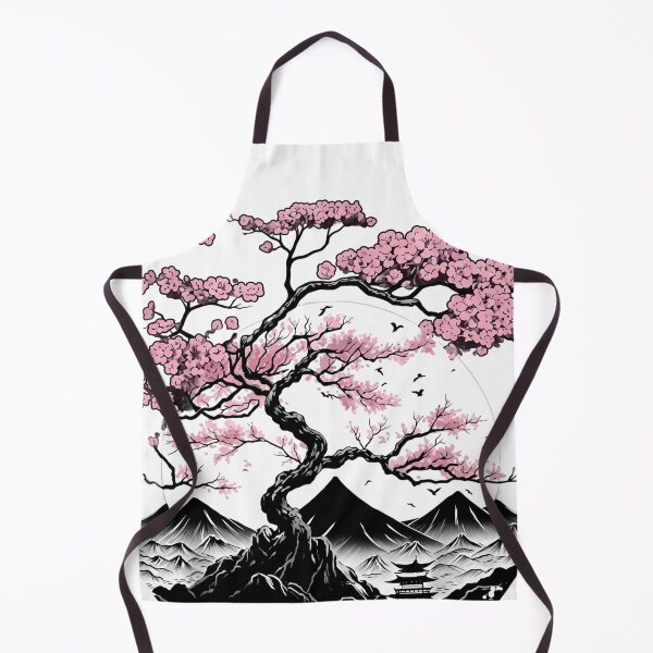 Item preview, Japanese Sakura Moon and Mountain Pagoda Landscape designed and sold by Shopeon Designs.