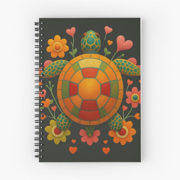 Item preview, Colorful Folk Turtle with Flowers – Cute Boho Nature Design designed and sold by M22--.