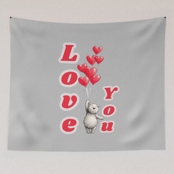 Item preview, Romantic Teddy Bear and Heart Balloons Whimsical Love Art designed and sold by illeN-Art-World.