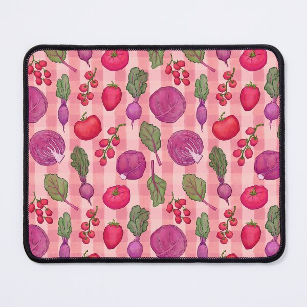 Item preview, Red Gingham veggie print, garden vegetable illustrations designed and sold by EmmaSB-Designs.