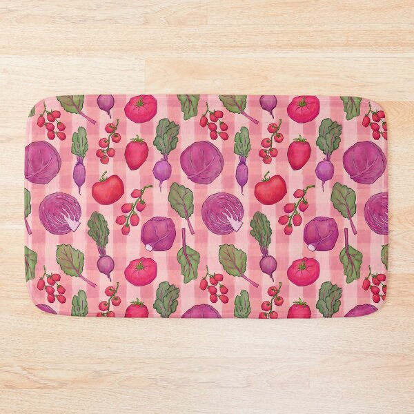 Item preview, Red Gingham veggie print, garden vegetable illustrations designed and sold by EmmaSB-Designs.