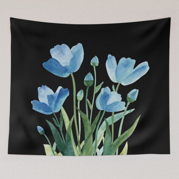 Item preview, Blue flowers watercolor  designed and sold by uunaa.