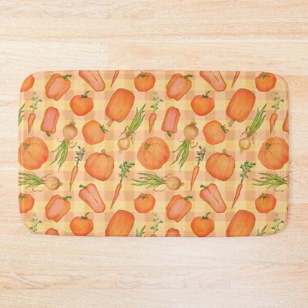 Item preview, Orange Gingham veggie print, assorted garden vegetable illustrations designed and sold by EmmaSB-Designs.