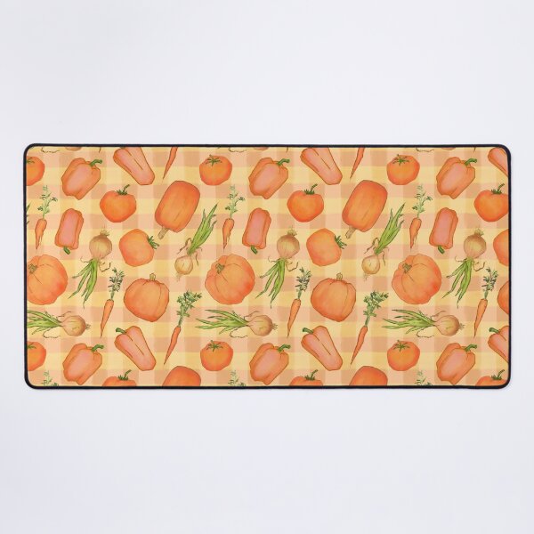 Item preview, Orange Gingham veggie print, assorted garden vegetable illustrations designed and sold by EmmaSB-Designs.