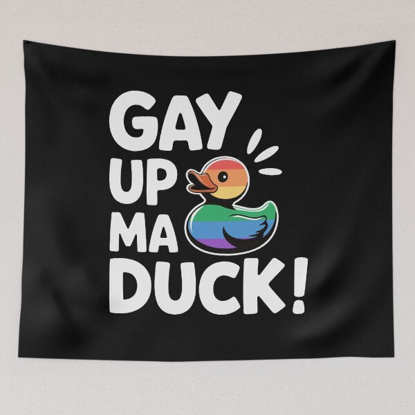 Item preview, Gay Up Ma Duck Funny British Gay Pride Quote designed and sold by Say It With Ink.