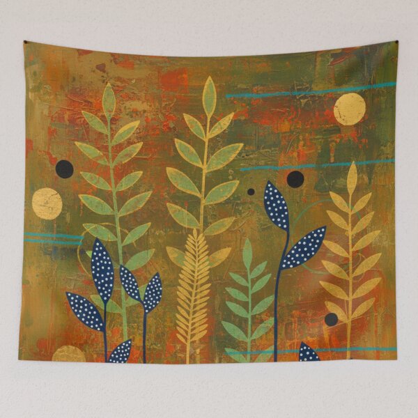 Item preview, Golden Fields: Modern Abstract Botanical Mixed Media Art designed and sold by adlkh.