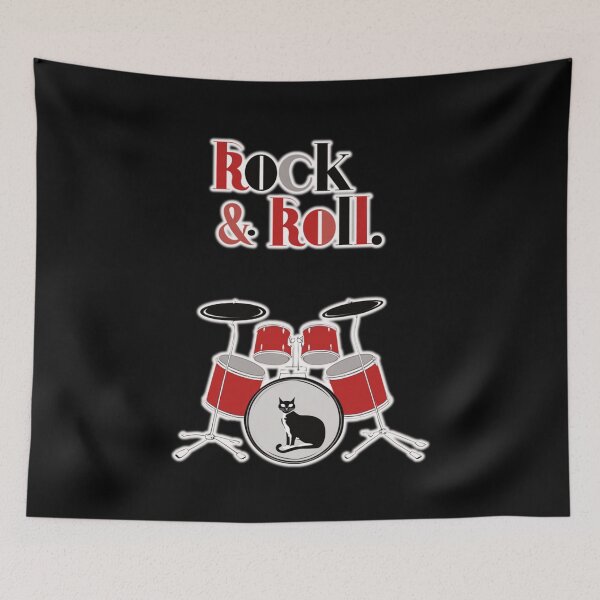Item preview, Rock and Roll Black Cat Drummer Funny Musician Art designed and sold by illeN-Art-World.