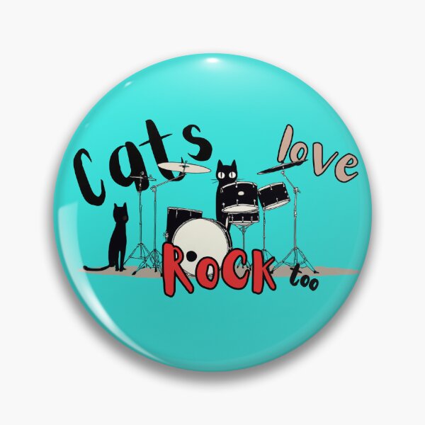 Item preview, Cats Love Rock Too - Funny Black Cat Drummer Rock and Roll Art designed and sold by illeN-Art-World.