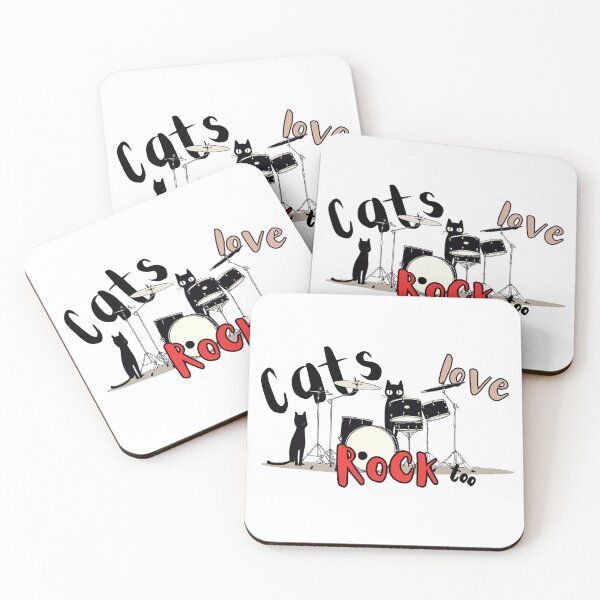 Item preview, Cats Love Rock Too - Funny Black Cat Drummer Rock and Roll Art designed and sold by illeN-Art-World.