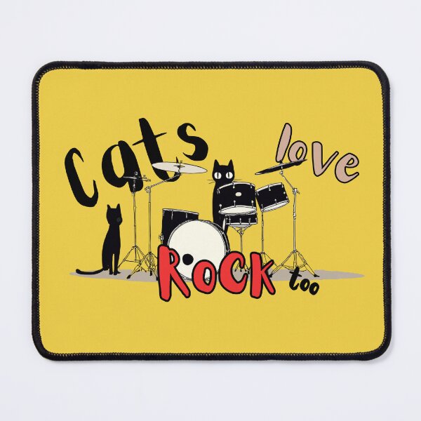 Item preview, Cats Love Rock Too - Funny Black Cat Drummer Rock and Roll Art designed and sold by illeN-Art-World.