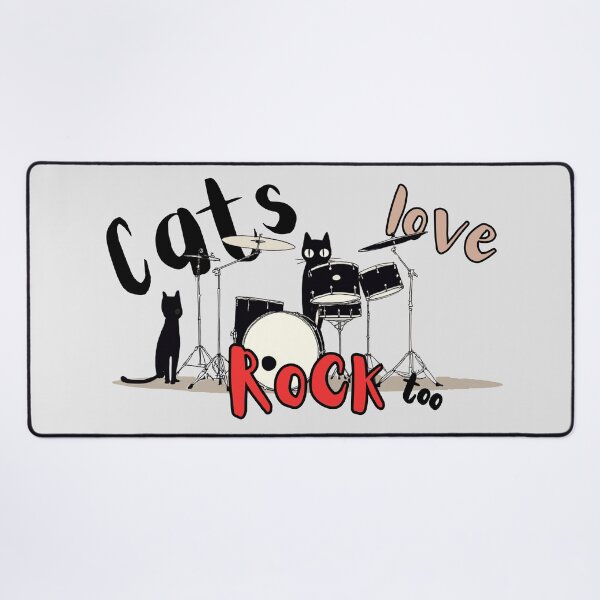 Item preview, Cats Love Rock Too - Funny Black Cat Drummer Rock and Roll Art designed and sold by illeN-Art-World.