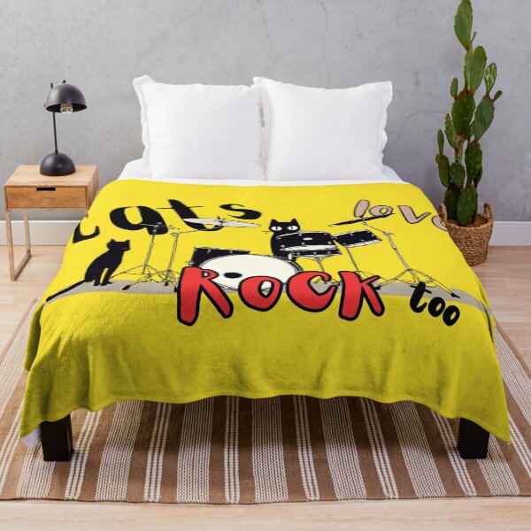 Item preview, Cats Love Rock Too - Funny Black Cat Drummer Rock and Roll Art designed and sold by illeN-Art-World.