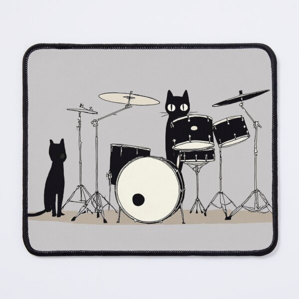 Item preview, Cat Drummer – Minimalist Black Cat Playing Drums Art designed and sold by illeN-Art-World.