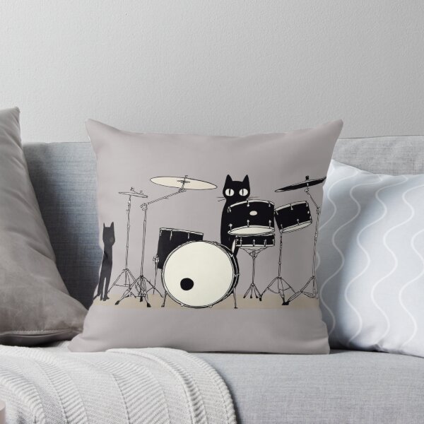 Item preview, Cat Drummer – Minimalist Black Cat Playing Drums Art designed and sold by illeN-Art-World.