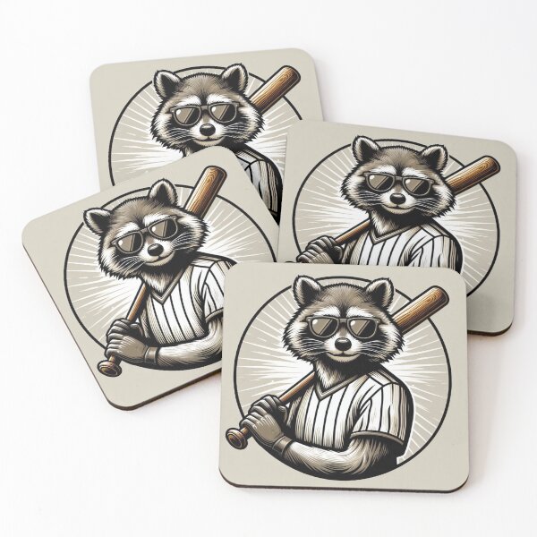 Item preview, Raccoon Baseball Player – Whimsical Sports Art designed and sold by Dogandesighn.
