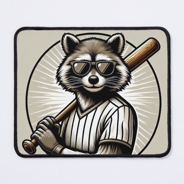Item preview, Raccoon Baseball Player – Whimsical Sports Art designed and sold by Dogandesighn.