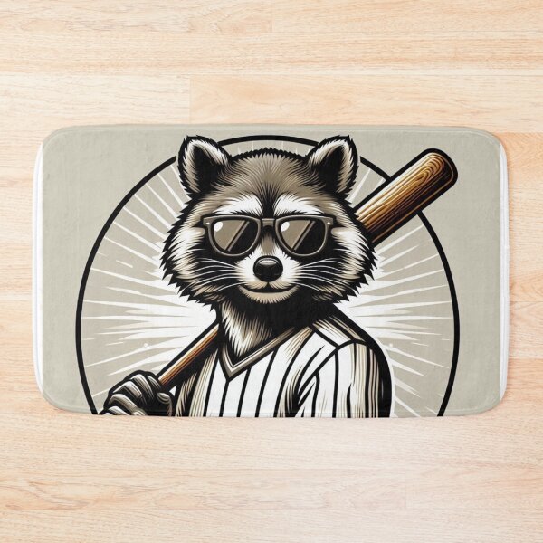 Item preview, Raccoon Baseball Player – Whimsical Sports Art designed and sold by Dogandesighn.