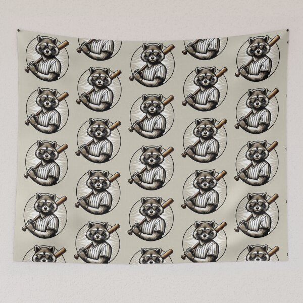 Item preview, Raccoon Baseball Player – Whimsical Sports Art designed and sold by Dogandesighn.