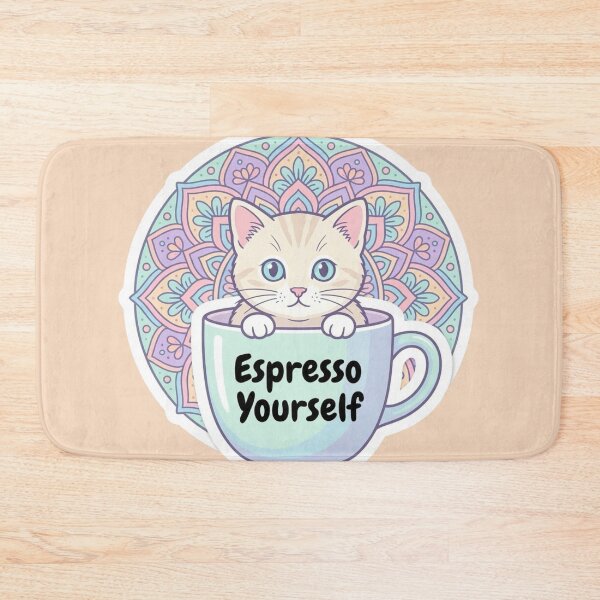 Item preview, Funny Coffee Cat Pun Zen Mandala Sticker designed and sold by Chromatic Artistry.