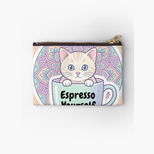 Item preview, Funny Coffee Cat Pun Zen Mandala Sticker designed and sold by Chromatic Artistry.