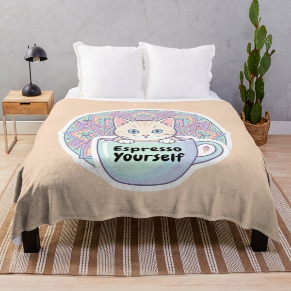 Item preview, Funny Coffee Cat Pun Zen Mandala Sticker designed and sold by Chromatic Artistry.