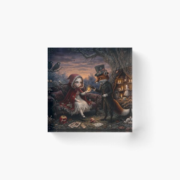 Item preview, The Fox and the Little Guest. Dark Fairy Tale Art Print | Pop Surrealism | Lowbrow Art designed and sold by Piagor.