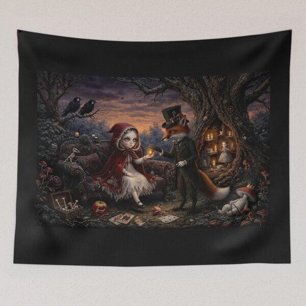Item preview, The Fox and the Little Guest. Dark Fairy Tale Art Print | Pop Surrealism | Lowbrow Art designed and sold by Piagor.