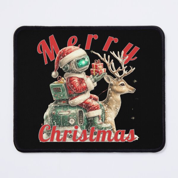 Item preview, Vintage Steampunk Santa on Mechanical Reindeer Retro Christmas Art designed and sold by illeN-Art-World.