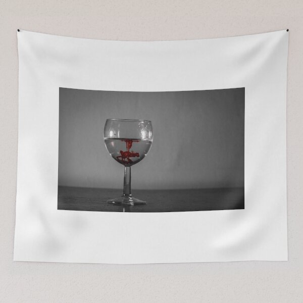 Item preview, Red Ink Droplet In Wine Glass Of Water With Monochrome Background And Dramatic Contrast designed and sold by Nmallia.