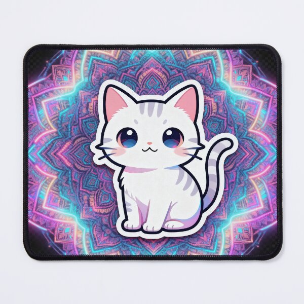 Item preview, Cyberpunk Aesthetic Cat Zen Mandala Art designed and sold by Chromatic Artistry.