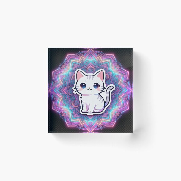 Item preview, Cyberpunk Aesthetic Cat Zen Mandala Art designed and sold by Chromatic Artistry.