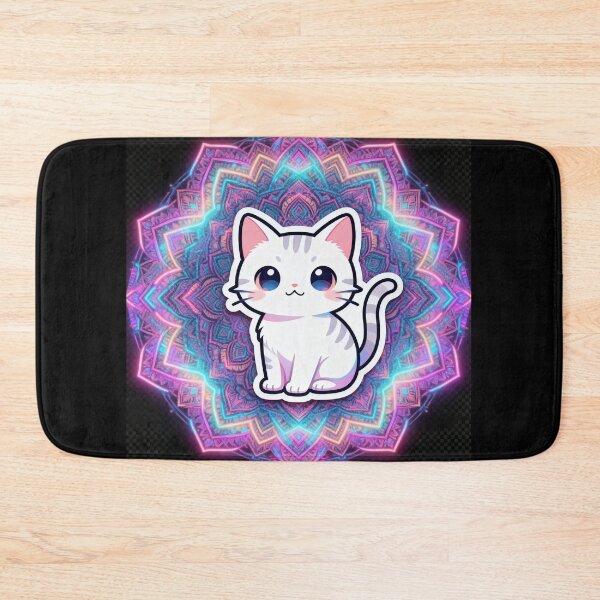 Item preview, Cyberpunk Aesthetic Cat Zen Mandala Art designed and sold by Chromatic Artistry.
