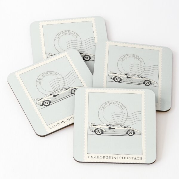 Item preview, Lamborghini Countach White Supercar Vintage Postage Stamp Art designed and sold by Motorline44.
