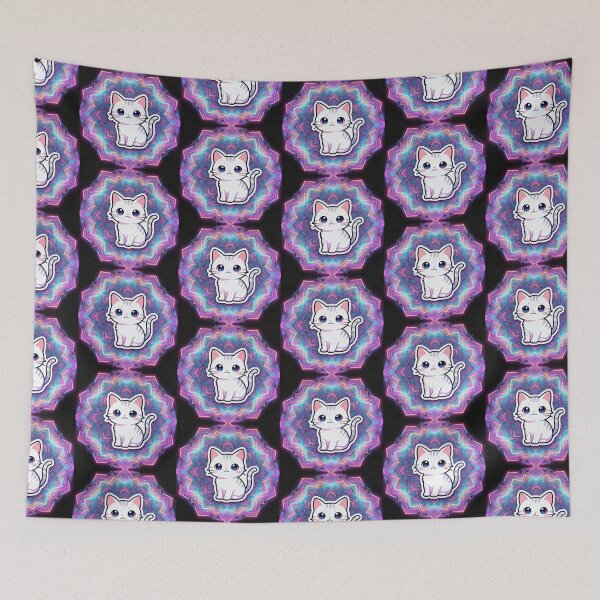 Item preview, Cyberpunk Aesthetic Cat Zen Mandala Art designed and sold by Chromatic Artistry.