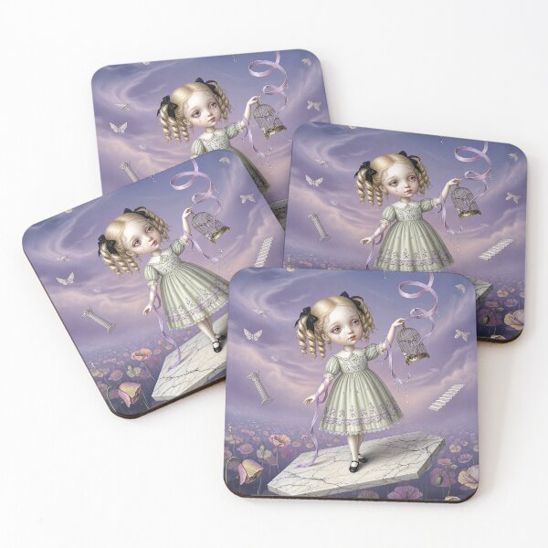 Item preview, Marble Over Petals. Dark Whimsical Doll ✦ Lowbrow Pop Surrealism Art Print designed and sold by Piagor.